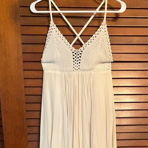 Cream maxi dress with crochet top